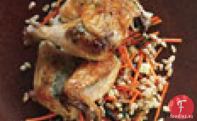 Gallinas de Cornualles Asadas con Mantequilla de Oliva Negra