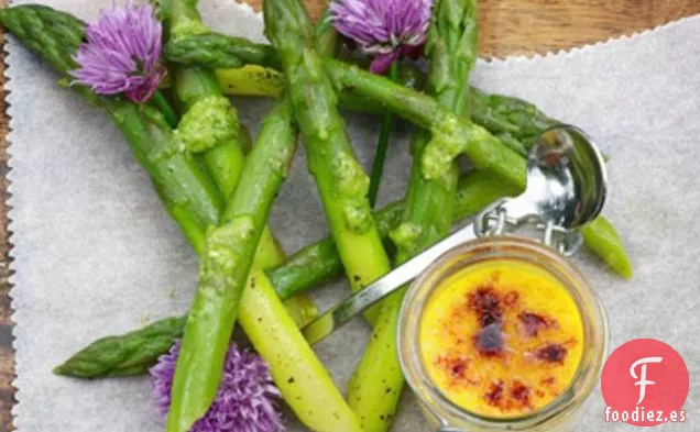 Espárragos, Queso Cheddar Brûlée