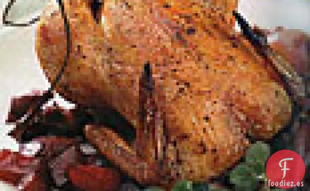 Gallinas de Caza de Cornualles con Panceta, Bayas de Enebro y Remolacha