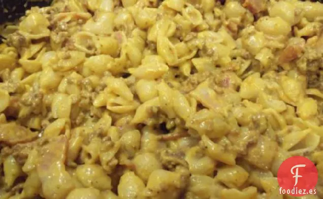 Macarrones de Hamburguesa con Queso en Sartén Rápidos y fáciles