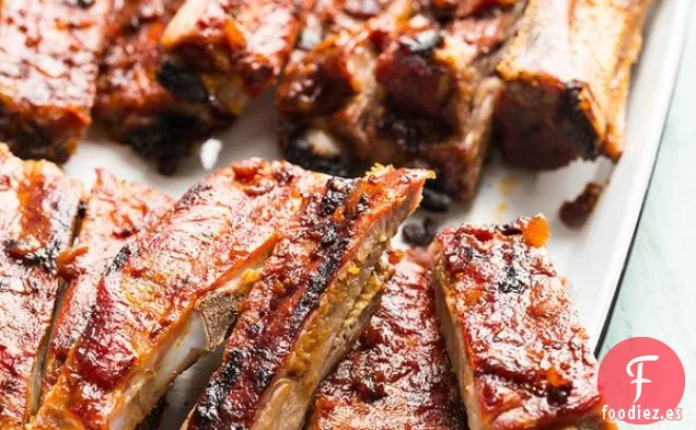 Costillas de Cerdo a la Barbacoa Clásicas con Salsa de Barbacoa de Tocino Ahumado