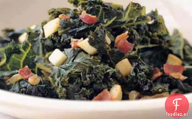 Col Rizada estofada con Tocino y Sidra