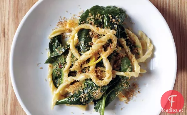 Strozzapreti con Espinacas y Limón en Conserva