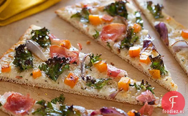 Pizza De Kale De Jamón Y Calabaza
