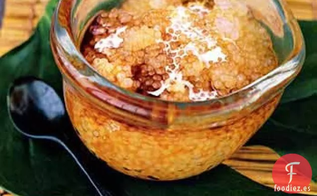 Pudín de Tapioca con Crema de Coco y Jarabe de Azúcar de Palma