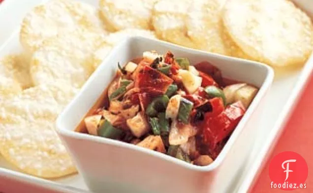 Salsa de Chile a la Parrilla con Galletas de Arroz