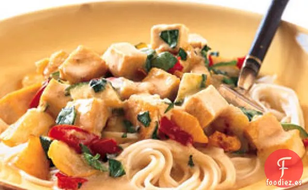 Tofu Tailandés con Calabacín, Pimiento Rojo y Lima