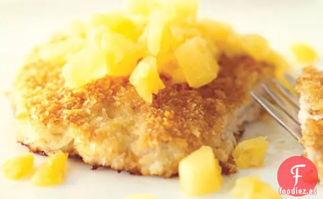 Chuletas de Cerdo Panko con Salsa de Piña y Jengibre