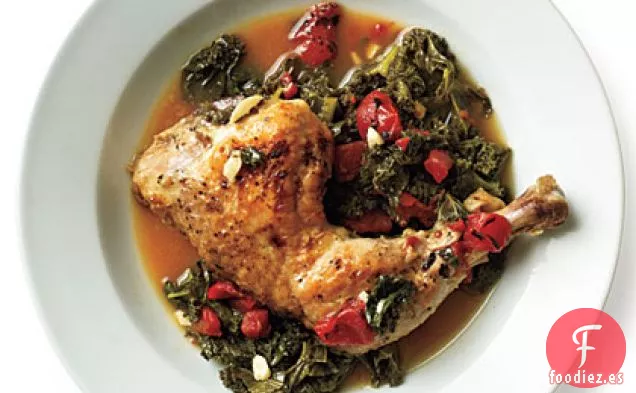 Pollo Estofado con Col Rizada