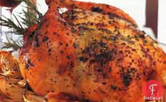 Pollo Asado con Mantequilla de Hierbas, Cebolla y Ajo