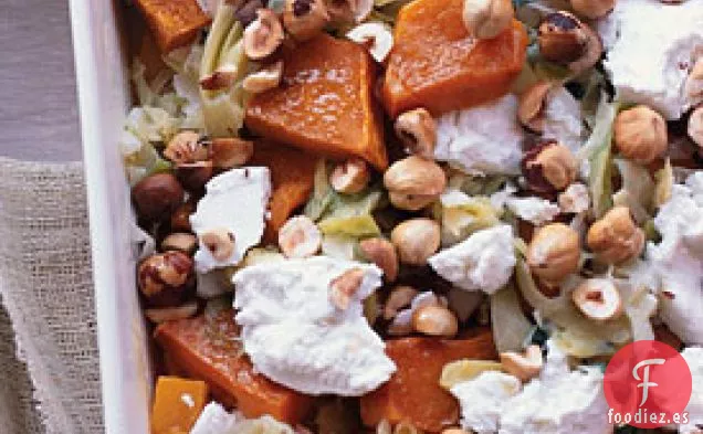 Calabaza Gratinada con Queso de Cabra y Avellanas