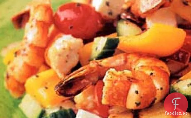 Ensalada Griega de Camarones a la Parrilla