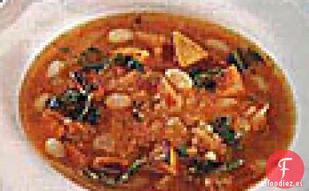 Sopa de Frijoles Blancos, Col Rizada y Verduras Asadas