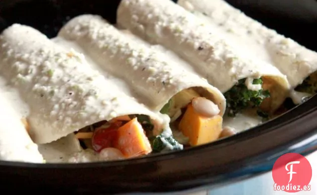 Enchiladas Vegetales De Cocción Lenta Con Salsa De Crema