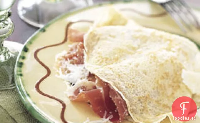 Tortitas Doradas con Queso de Oveja y Jamón