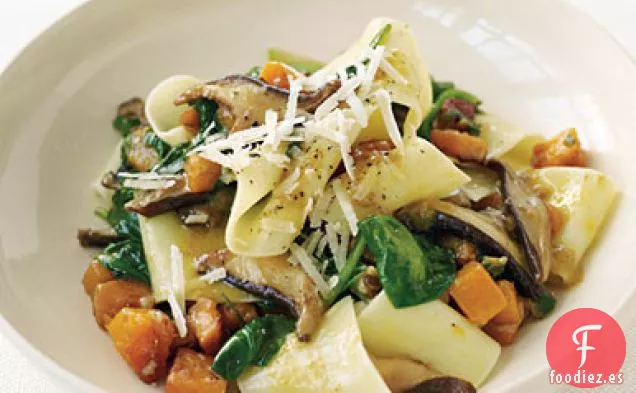 Pappardelle con Calabaza, Champiñones y Espinacas