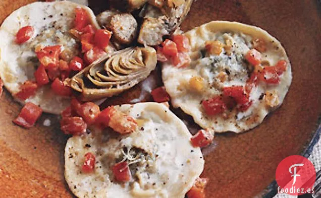 Ravioles de Alcachofa con Tomates