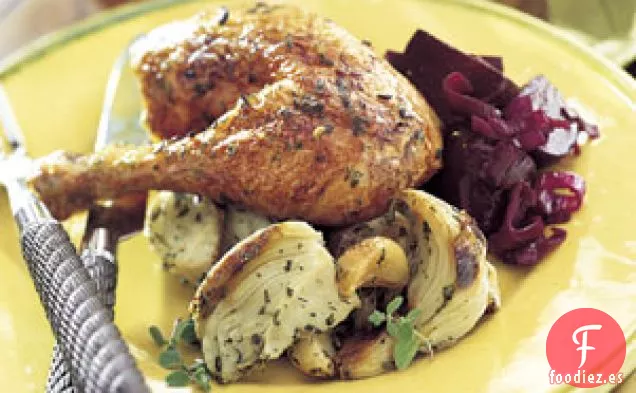 Pollo Asado Relleno de Hinojo y Ajo