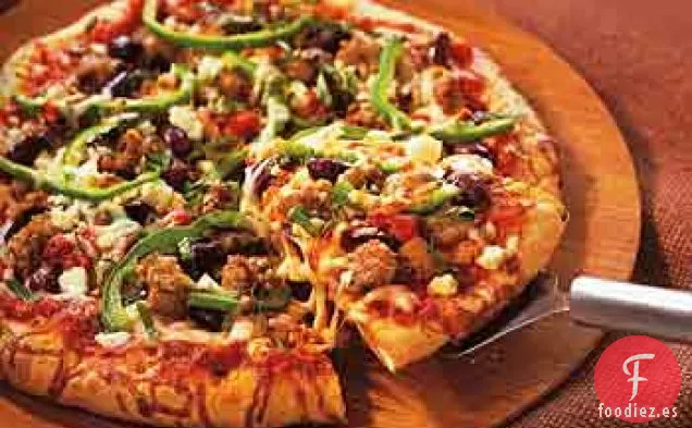 Pizza de Salchichas Picantes y Gorgonzola