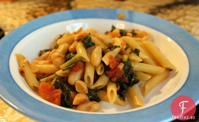 Cena De Esta Noche: Pasta De Col Rizada Y Frijoles Blancos
