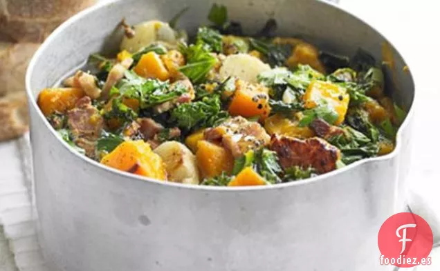 Olla de Col Rizada, Calabaza y Tocino