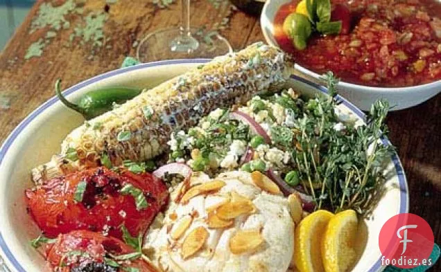 Pargo a la Parrilla con Salsa de Naranja y Almendras