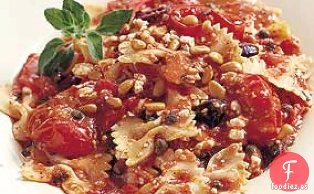 Pasta con Aceitunas Kalamata y Salsa de Tomate Cherry Asada