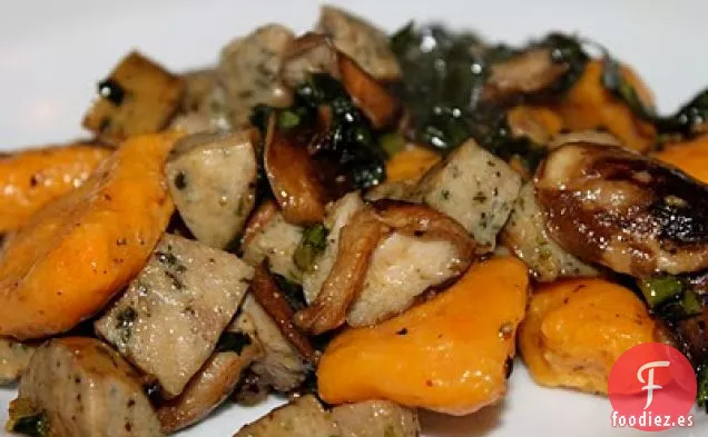 Salchicha De Pimienta Y Albahaca De Saag Con Ñoquis De Batata