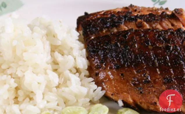 Salmón cocido en Sartén