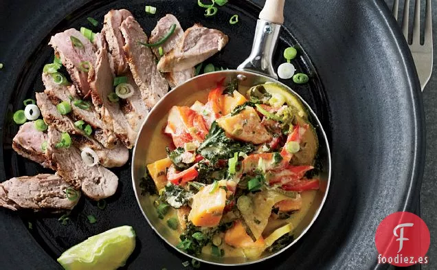 Lomos de Cerdo a la Parrilla con Curry de Verduras