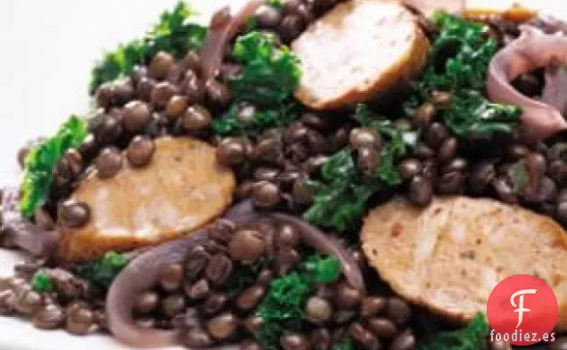 Cena de Sartenes de Col Rizada, Salchichas y Lentejas
