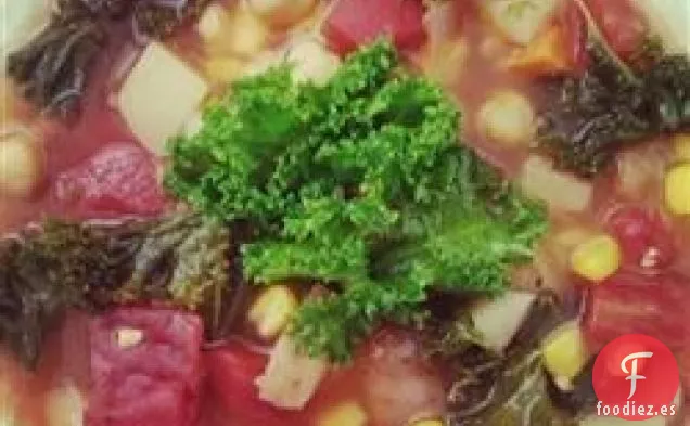 Sopa Vegetariana de Col Rizada