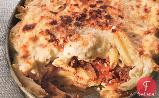 Pastitsio con especias Marroquíes con Cordero y Queso Feta