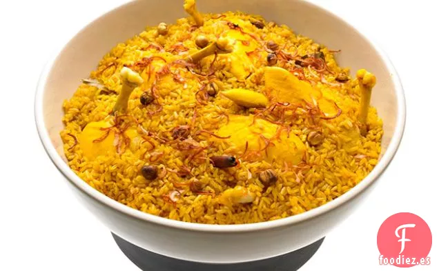 Arroz al Curry Tailandés con Pollo con Hierbas (Khao Mok Gai)
