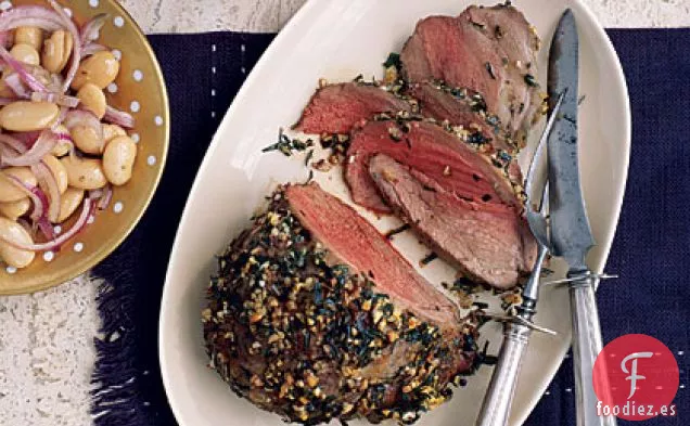 Cordero al Estragón Asado con Frijoles de Mantequilla