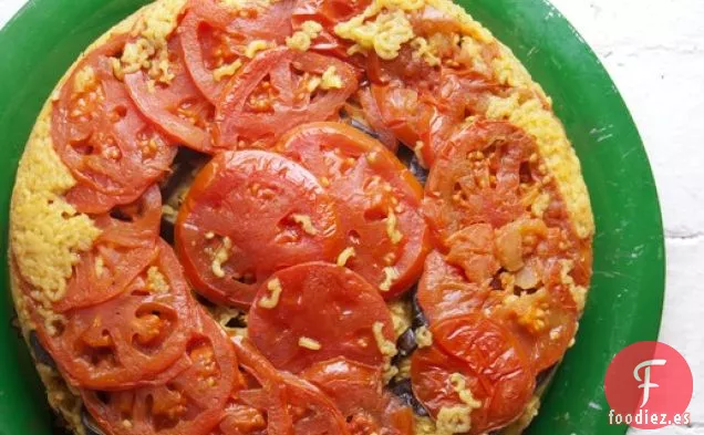 Maqluba Vegetariana (Arroz En Capas Con Tomates, Berenjenas y Coliflor)