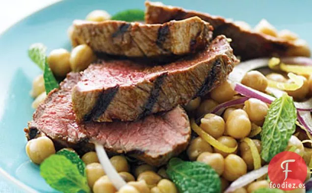 Ensalada de Garbanzos con Menta y Limón de Cordero Harissa