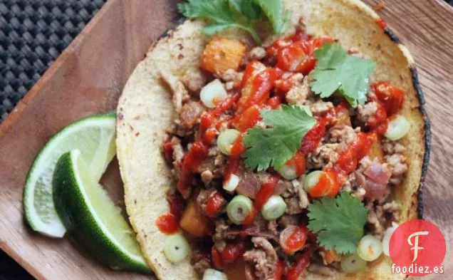 Tacos de Pavo y Calabaza en Sartén Fáciles con Sriracha