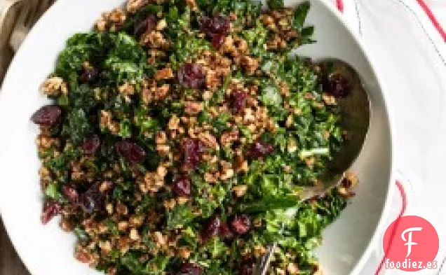 La Mejor Ensalada de Col Rizada Rallada con Parmesano de Pacanas y Arándanos