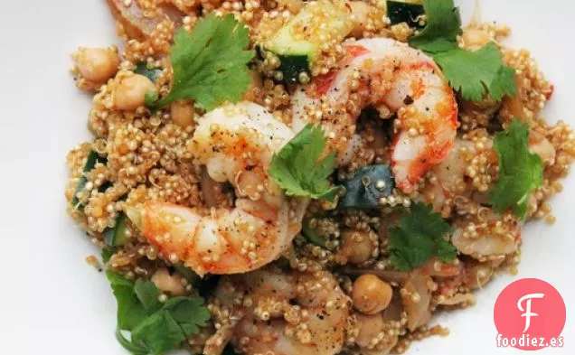 Quinua Harissa con Camarones y Garbanzos
