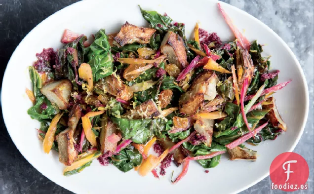 Ensalada De Acelgas Con Corazones De Alcachofa Y Vinagreta De Oliva Kalamata Receta