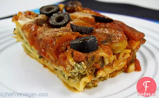 Fácil Lasaña Vegana de Espinacas y Champiñones