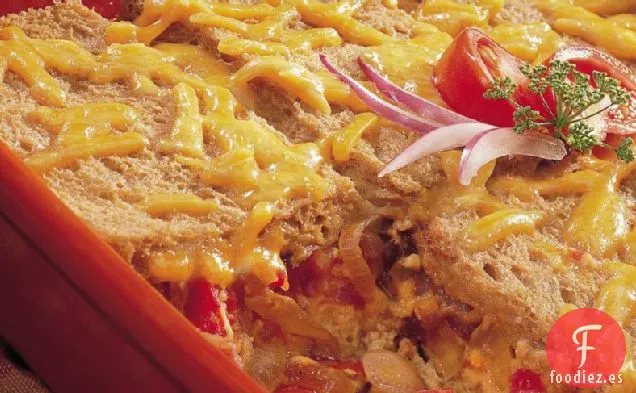 Estratos de Queso Cheddar con Cebollas a la Parrilla