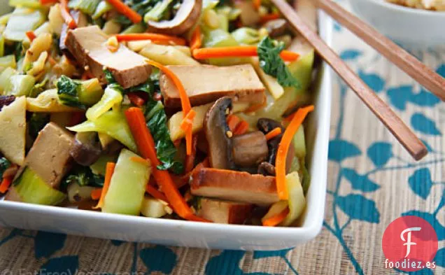 Salteado de Bok Choy y Tofu al horno en Salsa Cítrica de Jengibre