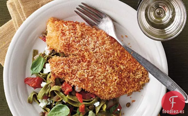 Tilapia Crujiente al Horno con Fettuccine de Tomate y Limón