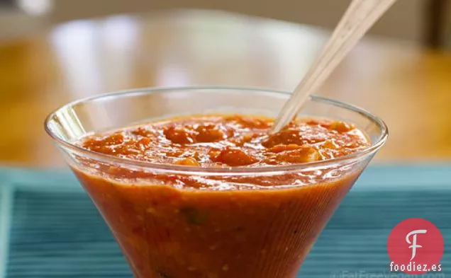 Gazpacho con Tomates Asados y Pimientos