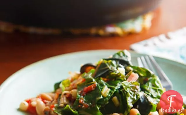 Acelgas Suizas con Judías Blancas y Lágrimas de Job