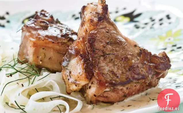 Chuletas de Cordero Marinadas con Vino y Ensalada de Hinojo