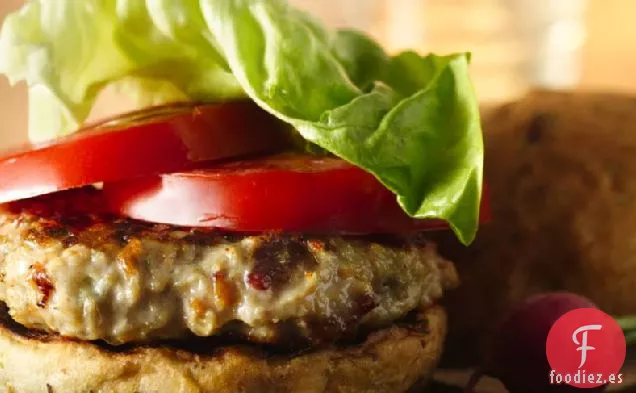 Hamburguesas de Pollo con Queso Azul y Tocino