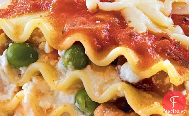 Cintas de Lasaña de Guisantes y Champiñones